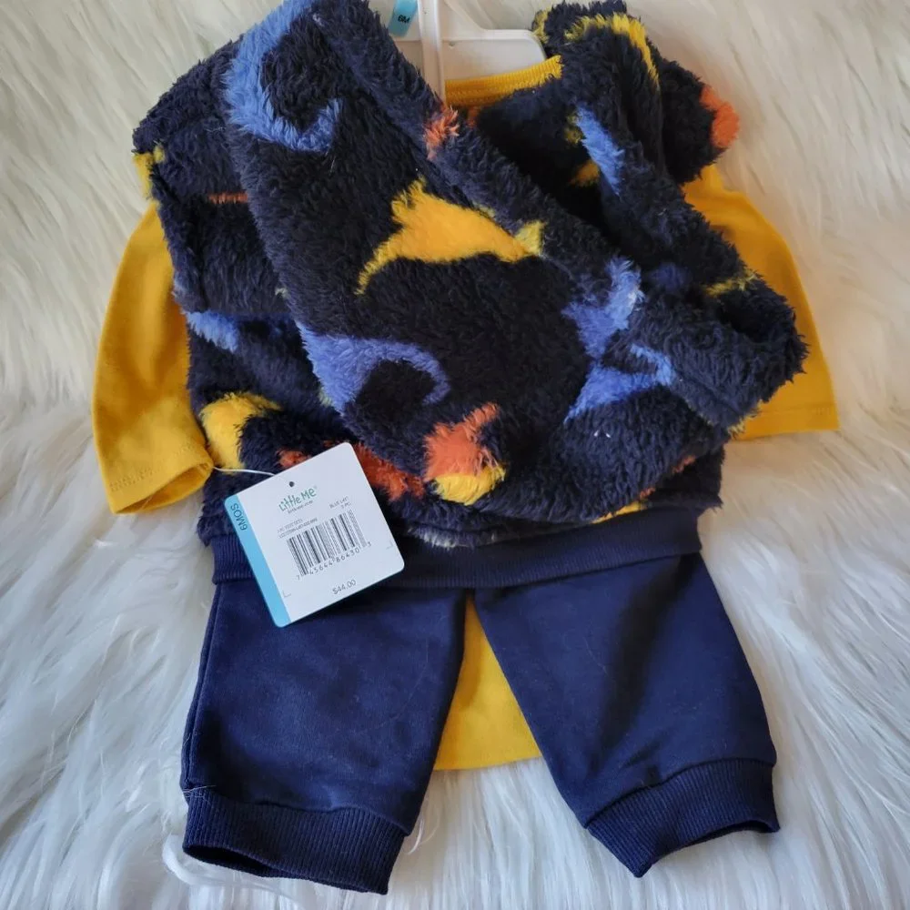 Little Me Dinosaur 3 Piece Vest Set
